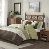 Embroidered 7 Piece Comforter Set Green Queen B03597123
