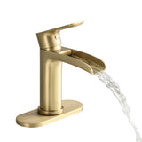 Waterfall Bathroom Faucet Single Handle Bathroom Sink Faucets 1 or 3 Hole Solid Vanity Faucet with W1224P227673