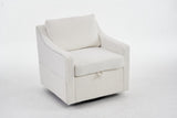 011-Teddy Fabric 360&deg Swivel Accent Chair with Upholstered,One Back Pillow,Armrest with Rivets W527P190834