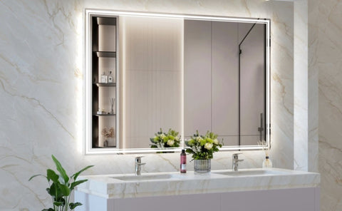 ZUN 60x40 inch Oversized LED Bathroom Mirror Mounted Mirror with 3 Color Modes Aluminum Frame Large W708P235376