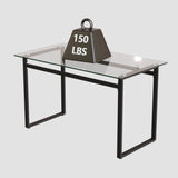 51" Modern Minimalist Rectangular Glass Dining Table for 4-6 with 0.31" Tempered Glass Tabletop and W2189138541