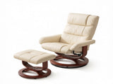 Swivel Recliner and Ottoman Set with Massage & Remote Cream White 72418688