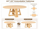 43.3"-59.05" Extendable Round Dining Table for 4-6, Round-to-Oval Kitchen Table with Removable W3867P538531