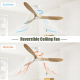 ZUN 60 Inch Indoor Modern Ceiling Fan With 3 Color Dimmable 6 Speed Remote Control 3 Solid Wood Blade W934P145959