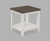 1pc Farmhouse Style Brown End Table with White Base Rectangular Table Top Wooden Living Room B011P245454