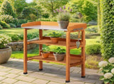 Outdoor Garden Potting Bench Table, Wooden Horticulture Planting Worstation with Metal Tabletop, 2 57354532