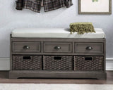 ZUN U_STYLE Homes Collection Wood Storage Bench with 3 Drawers and 3 Baskets WF323641AAE