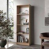 Bear Flat Bookcase with Open Storage and 4 Shelves ,Natural Oak and White B128P314792