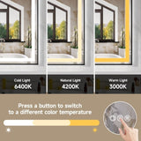 48x40" Black Eco-Friendly Silver MirrorDual LED Light StripsFront and Back Lighting T3177P320577