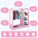 Pink Kids Wardrobe - 37"x15"x39.5" Size, 1 Solid Wood Hanger 1 Upper Shelf 2 Bottom 63793997