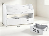 3-Tier Kids Bookshelf Toy Storage Organizer with 2 Rolling Drawers, Rounded Corner Anti-Tipping 99701522