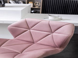 Breni Velvet Diamond Tufted Swivel Adjustable Height Barstool, Set of 2, Mauve T2574P164872