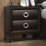 2 Drawers Nightstand with Ring Pulls, Dark Merlot B016P256424