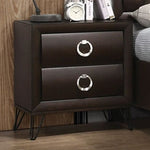 ZUN 2 Drawers Nightstand with Ring Pulls, Dark Merlot B016P256424