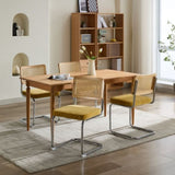 Mid Century Modern Dining Chairs Set of 2, Velvet Accent Chairs with Natural Cane Back & Stainless 97370969