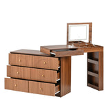 Vanity Desk with Mirror and Lights, Makeup Vanity Table with Flip-Top Tabletop and Storage 7 N733P279096H