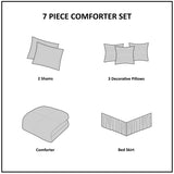 7 Piece Chenille Jacquard Comforter Set Taupe Cal King B03597091