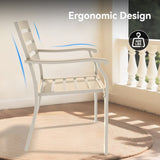 VRSHWO lron Terrace Dining Chairs, a Set of 2 Cream Color Chairs, Metal Chairs, All-Weather W213P335870