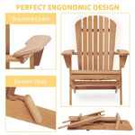 ZUN Wooden Outdoor Folding Adirondack Chair Set of 2 Wood Lounge Patio Chair for Garden,Garden, Lawn, W139058473