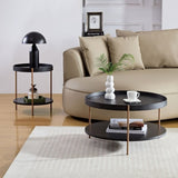 ZUN 2-Piece Modern 2 tier Round Coffee Table Set for Living Room,Easy Assembly Nesting Coffee Tables, W2582P167726