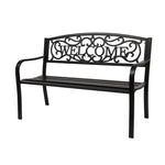 ZUN 50" Outdoor Welcome Backrest Cast Iron Bench 27571420