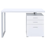 ZUN White 3-drawer Reversible Office Desk B062P145660