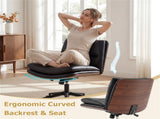 Black Armless Office Chair , Curved Backrest & Wide Seat, 360&deg Swivel & Rocking Function 96919480