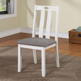 Modern White Solid wood 5pc Dining Set Table 4x Chairs Gray Fabric Cushions Seats Chairs Dining Room B011P230001