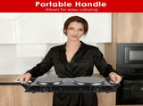 Dual Electric Hot Plate - 5-Second Quick Heating with 6.3&7.5in Glass Plates, 800W1000W Power, 76483994