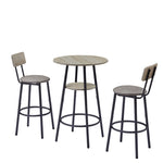 ZUN Round bar stool set with shelf, upholstered stool with backrest Grey, 23.62'' W x 23.62'' D x W1162101846