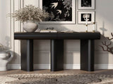 U_Style 47.6" Modern Painted Entryway Table with 2 Curved Drawers,Space-Saving Hallway Table with N711P285757B