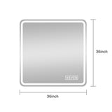 36*36in LED Bathroom Mirror, Anti-Explosion Glass, Rust-Resistant, Anti-Fog Features, Tri-Color W2709P243340