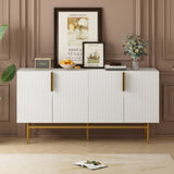 TREXM Modern Elegant 4-door Sideboard Gold Metal Handle Buffet Cabinet for Dining Room, Living Room, WF304382AAK