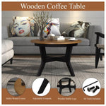 ZUN 32inch Wood Round Coffee Table for Living Room,Mid Century Farmhouse Circle Wooden Coffee Tables for 50373023