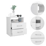 ZUN Napoles Nightstand , End Table, Side Table Superior Top, Two Drawers, One Shelf -White B20091968