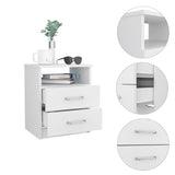 Napoles Nightstand , End Table, Side Table Superior Top, Two Drawers, One Shelf -White B07091968