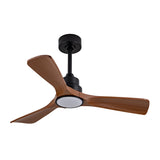 Hot sales 42 Inch Modern Black Ceiling Fan With Light 3 Solid Wood Blades Remote Control Reversible W2991P338643