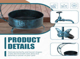 36 inch Bird Baths for Outdoors, Vintage Metal Garden Bird Bath with Solar Lamp and Flower Planter 43168997