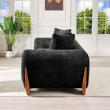 Modern Elegant Design 3 Seater Sofa with Wooden Legs, Comfortable Lambswool 5 Pillows for Living W2817P271192