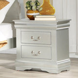 Wooden Nightstand with 2 Drawers in Platinum Finish B016P253463