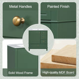 30" Bathroom Vanity with Sink, One Door with Shelf and Three Drawers, Soft Close Door, Green GL-N759P225994F