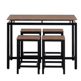 ZUN TREXM 5-Piece Compact Bar Table Set with Table and Stools - Modern Industrial Design, Space-Saving N715P173160P