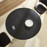 46.45 inch MDF Dining Table for Dining Room Round Dinner Tables Mid-Century Modern Table BLACK W876P263005