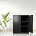 ZUN Metal Storage Cabinet with 2 Doors and 2 Shelves, Lockable Steel Storage Cabinet for Office, Garage, 73262502