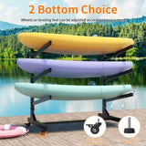 41"H Freestanding Kayak Storage Rack Holds 3 Kayaks, Heavy-Duty Adjustable Stand with Lockable T2398P305830