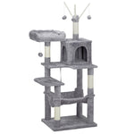 ZUN 57 inch Cat Tree Cat Tower for Indoor Cats, Cat House with Padded Platform Bed, Toy Balls, Large 42828232