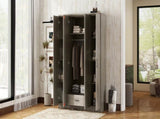 4-Door Wardrobe with 1 Drawer, Gray 97453152