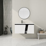 ZUN 40'' Floating Wall-Mounted Bathroom Vanity with Ceramics Sink & Soft-Close Cabinet Door 73655533