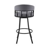 Valerie 30" Swivel Slate Gray Faux Leather and Black Metal Bar Stool B2736P268592