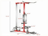 Red Lat Pull down Machine with Adjustable Seat And Flip-Up Footplate High/Low Pulley Home Gym 32278291